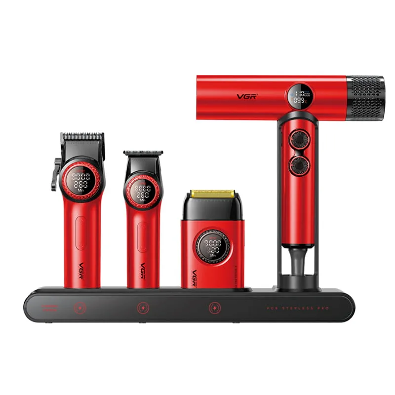 Набор для стрижки VGR VOYAGER Stepless Pro 4in1 — красный