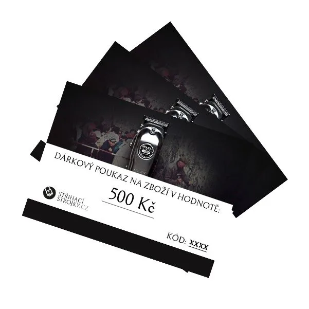Подарочный сертификат на товары стоимостью 500 чешских крон.