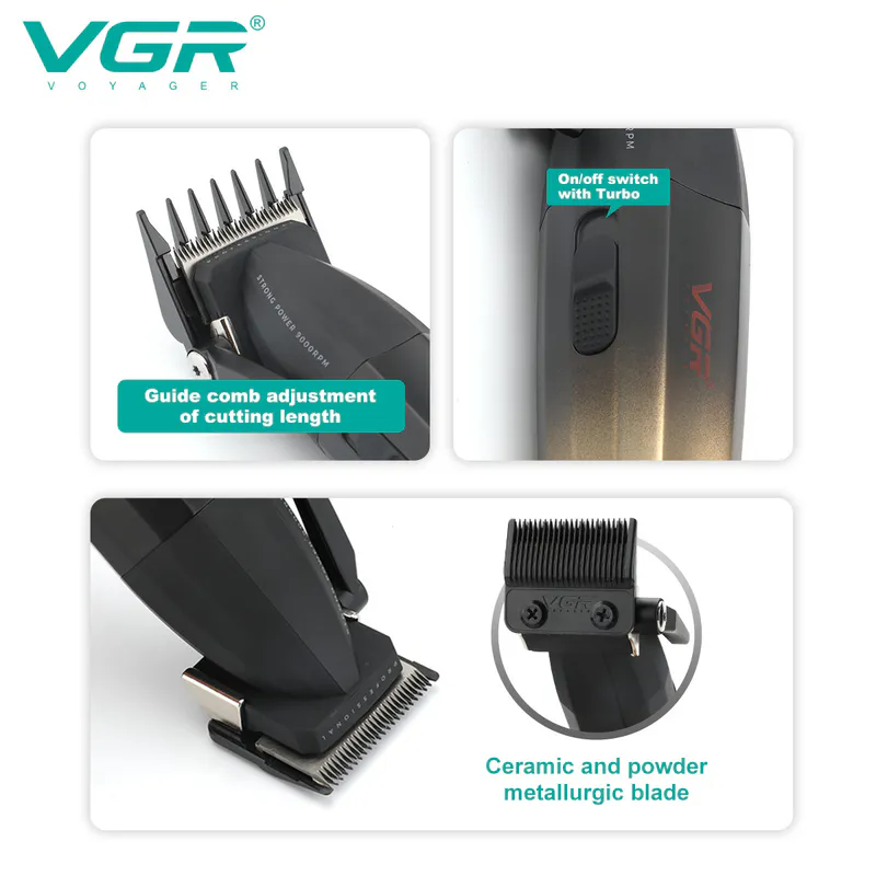 Машинка для стрижки VGR VOYAGER V-003C Salon Series — золотая - Изображение 3