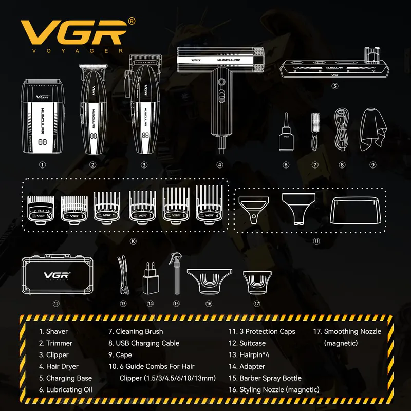 VGR V-285 S4 – барбер-набор 4 в 1 - Изображение 6